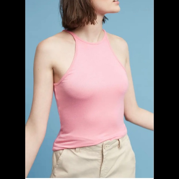 Anthropologie Tops - ANTHROPOLOGIE LILKA PINK SLEEVELESS RIBBED SOFT TANK TOP